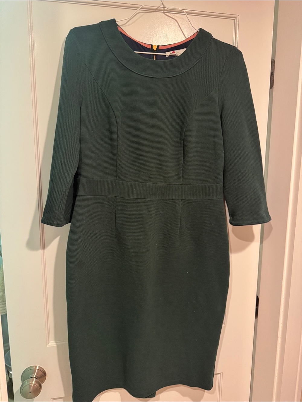 Boden Forest Green Long Sleeve Sheath Dress